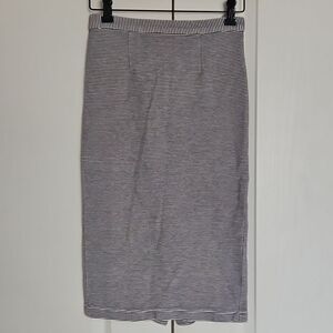 Topshop Striped Pencil Midi Skirt 4 Navy Blue/Gray